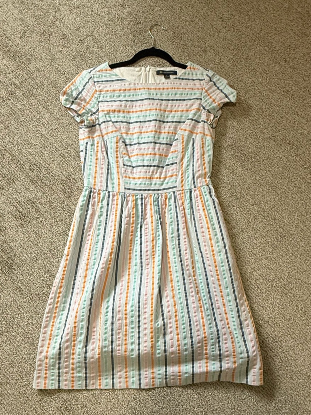 Brooks Brothers Crepe Dress with Mint and Peach Stripes